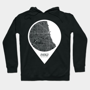 Chicago, USA City Map - Travel Pin Hoodie